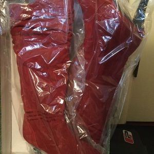 Tall Scrunch Boots-Red